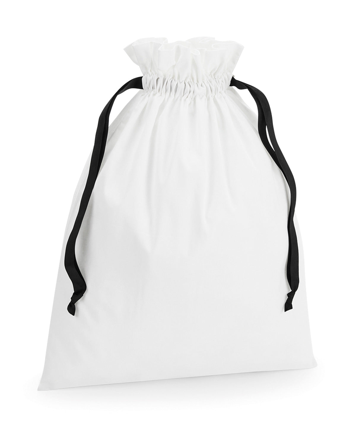 Westford Mill Cotton Gift Bag with Ribbon Drawstring - Soft White/Black
