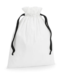 Westford Mill Cotton Gift Bag with Ribbon Drawstring - Soft White/Black