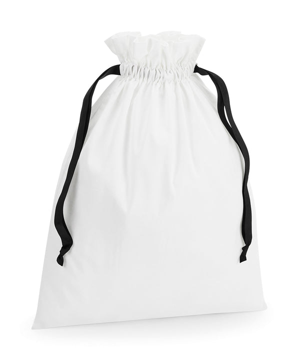 Westford Mill Cotton Gift Bag with Ribbon Drawstring - Soft White/Black