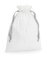 Westford Mill Cotton Gift Bag with Ribbon Drawstring - Soft White/Light Grey