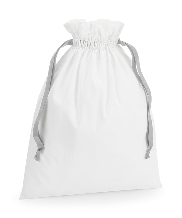 Westford Mill Cotton Gift Bag with Ribbon Drawstring - Soft White/Light Grey