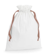 Westford Mill Cotton Gift Bag with Ribbon Drawstring - Soft White/Rose Gold
