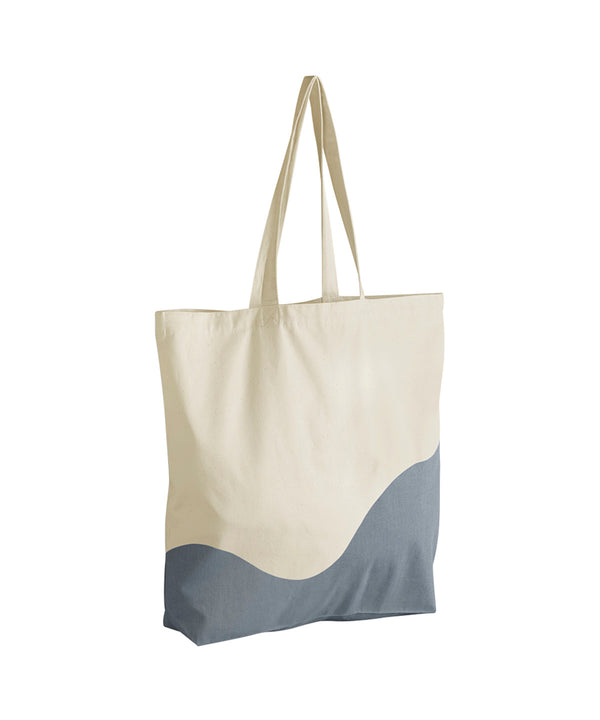 Westford Mill Organic Cotton Wave Print Maxi Tote - Natural/Blue Grey
