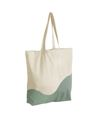 Westford Mill Organic Cotton Wave Print Maxi Tote - Natural/Dusty Green