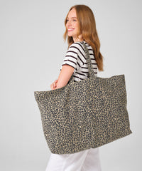 Westford Mill Leopard Print Canvas Oversized Tote Bag - Vintage Leopard Print