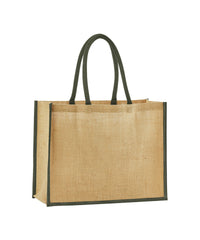 Westford Mill Natural Starched Jute Classic Shopper - Natural/Olive Green
