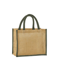 Westford Mill Natural Starched Jute Midi Tote - Natural/Olive Green