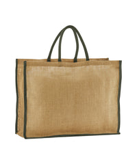 Westford Mill Natural Starched Jute Market Shopper - Natural/Olive Green