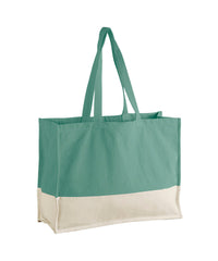 Westford Mill EarthAware® Organic Contrast Shopper - Sage Green/Natural