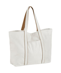 Westford Mill Courtside Large Tote - Soft White/Caramel