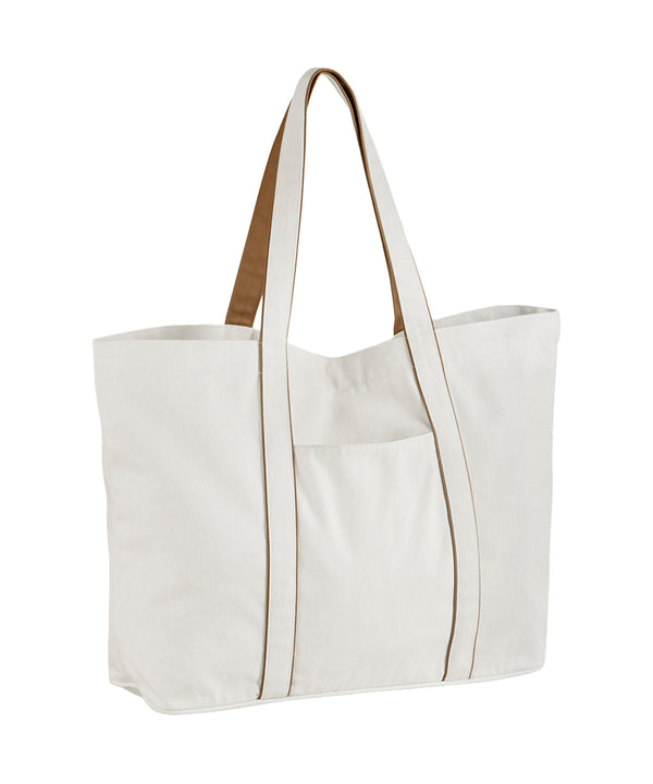 Westford Mill Courtside Large Tote - Soft White/Caramel