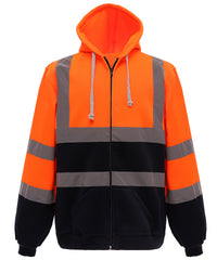 Yoko Hi-vis Zip Hoodie - Orange/Navy