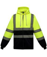 Yoko Hi-vis Zip Hoodie - Yellow/Navy