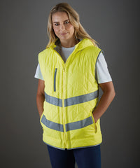 Yoko Hi-vis Kensington Hooded Gilet - Navy