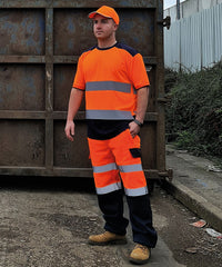 Yoko Hi-vis Two-tone T-shirt - Orange/Navy