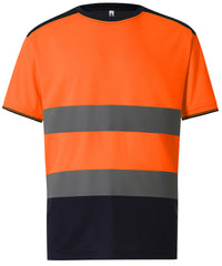Yoko Hi-vis Two-tone T-shirt - Orange/Navy