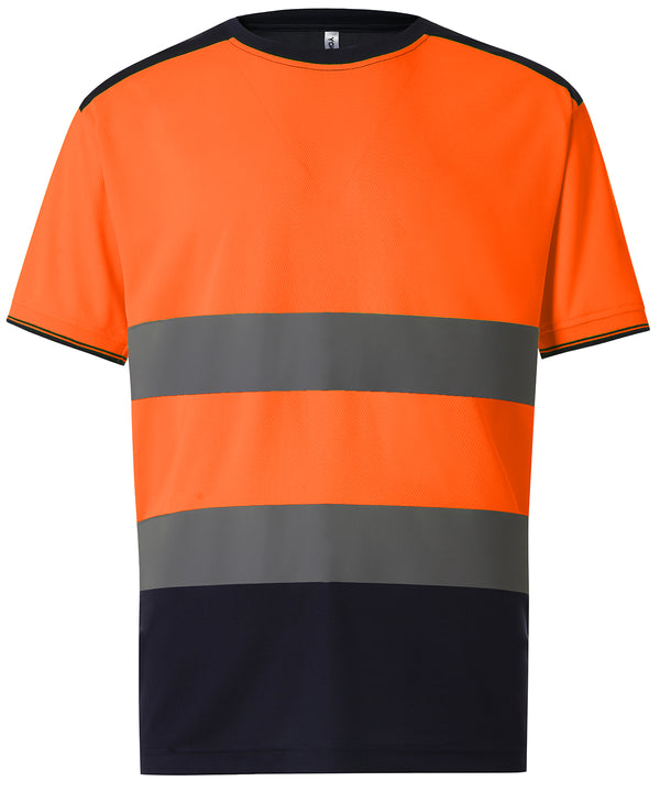 Yoko Hi-vis Two-tone T-shirt - Orange/Navy