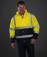 Yoko Hi-vis Two-tone Bomber Jacket - Orange/Navy