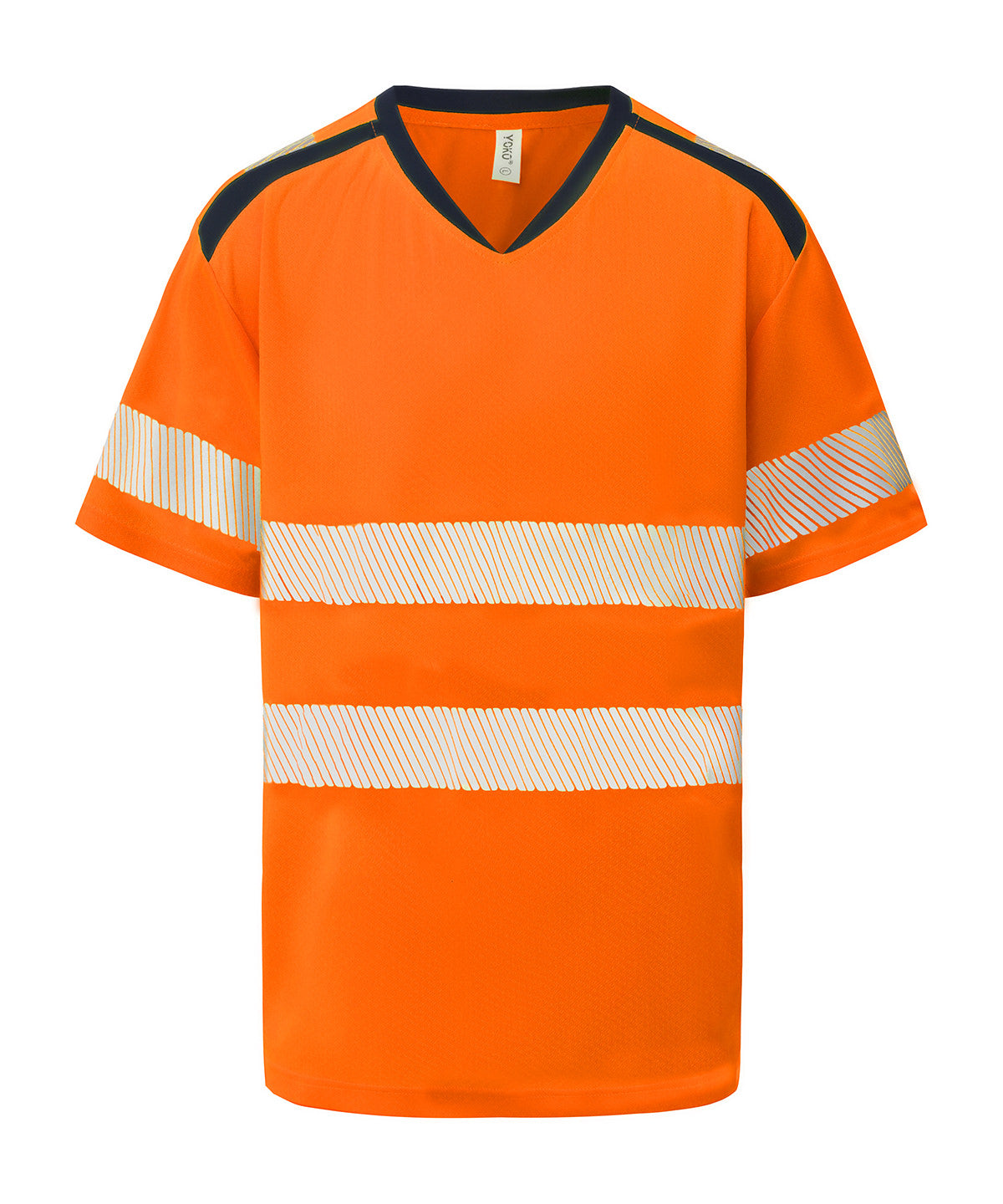 Yoko Hi-vis Mandarin Collar Comfort Trim T-shirt - Hi-vis Orange