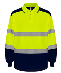 Yoko Hi-vis Two-tone Long Sleeve Polo - Hi-vis Yellow/Navy