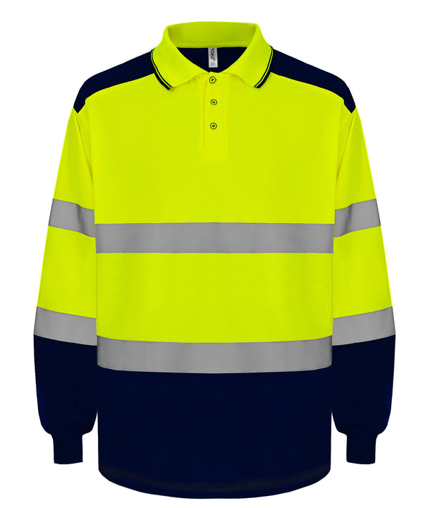 Yoko Hi-vis Two-tone Long Sleeve Polo - Hi-vis Yellow/Navy