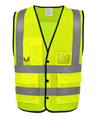 Yoko Hi-vis Superior Open Mesh Button Waistcoat - Hi-vis Yellow