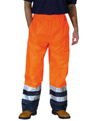 Yoko Hi-vis Waterproof Overtrousers - Orange/Navy