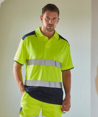 Yoko Hi-vis Two-tone Polo Shirt - Orange/Navy