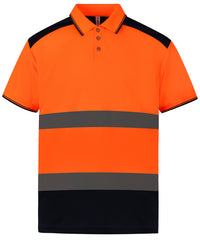 Yoko Hi-vis Two-tone Polo Shirt - Orange/Navy