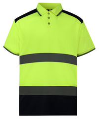 Yoko Hi-vis Two-tone Polo Shirt - Yellow/Navy