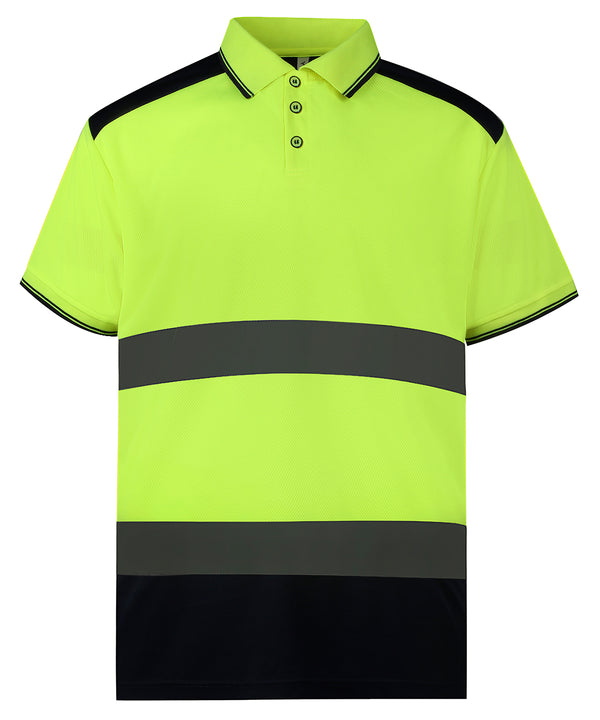 Yoko Hi-vis Two-tone Polo Shirt - Yellow/Navy