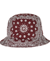 Flexfit Bandana Print Bucket Hat - Cherry/White