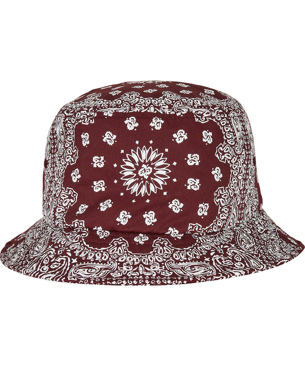Flexfit Bandana Print Bucket Hat - Cherry/White