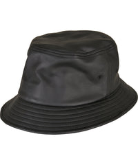 Flexfit Imitation Leather Bucket Hat - Black