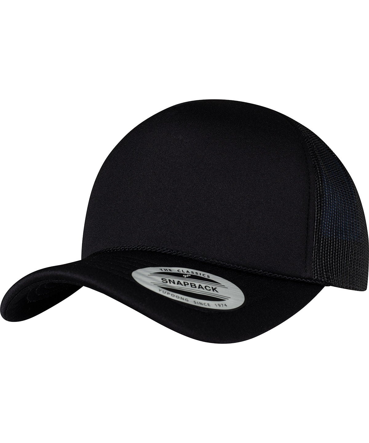 Flexfit Foam Trucker Cap Curved Visor - Black/Black/Black