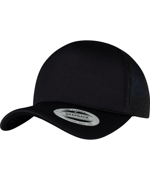 Flexfit Foam Trucker Cap Curved Visor - Black/Black/Black