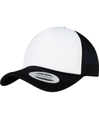 Flexfit Foam Trucker Cap Curved Visor - Black/White/Black