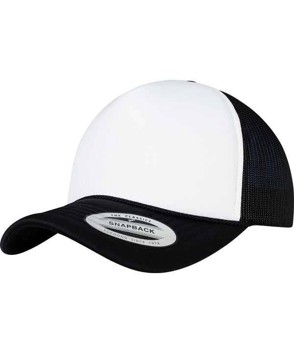 Flexfit Foam Trucker Cap Curved Visor - Black/White/Black