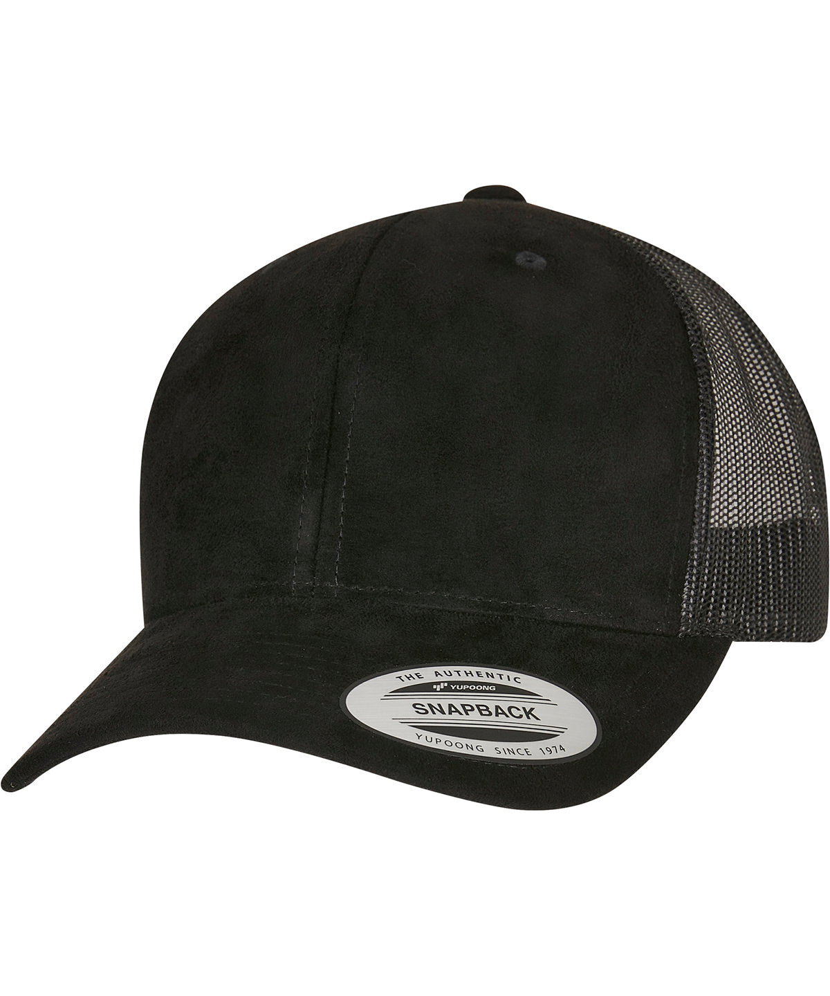 Flexfit Imitation Suede Leather Trucker Cap - Black