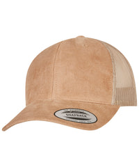 Flexfit Imitation Suede Leather Trucker Cap - Black