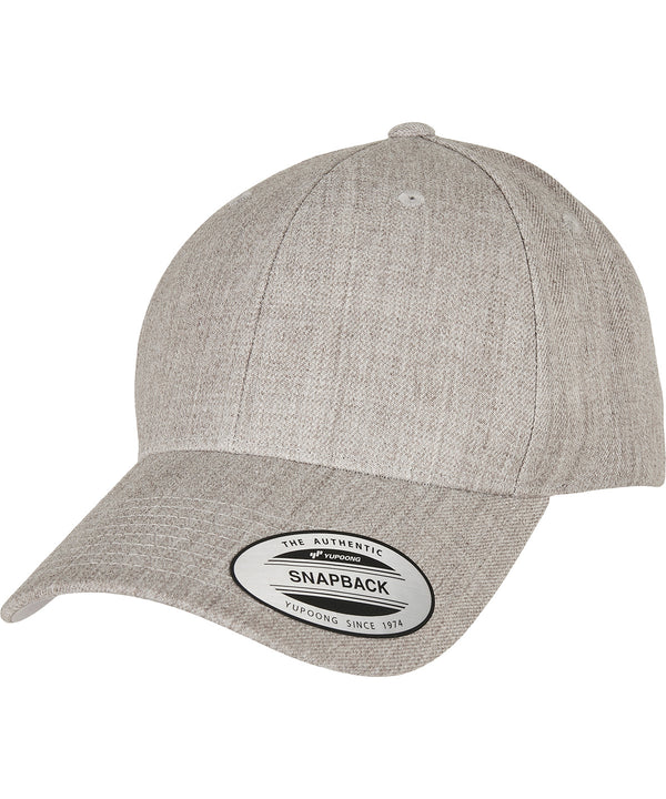Flexfit Premium Curved Visor Snapback Cap - Heather Grey