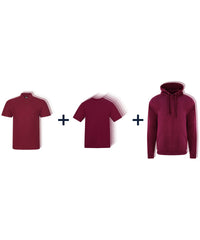 Workwear Week Pack in Burgundy - 3 Polos, 5 T-Shirts and 2 Hoodies
