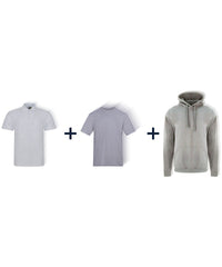 Workwear Week Pack in Heather Grey - 3 Polos, 5 T-Shirts and 2 Hoodies