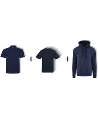 Workwear Week Pack in Navy - 3 Polos, 5 T-Shirts and 2 Hoodies