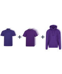 Workwear Week Pack in Purple - 3 Polos, 5 T-Shirts and 2 Hoodies