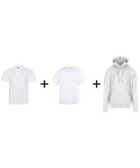 Workwear Week Pack in White - 3 Polos, 5 T-Shirts and 2 Hoodies