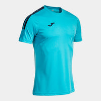 Joma Eco Essential Short Sleeve T-shirt (Junior) - Fluorescent Turquoise Navy Blue