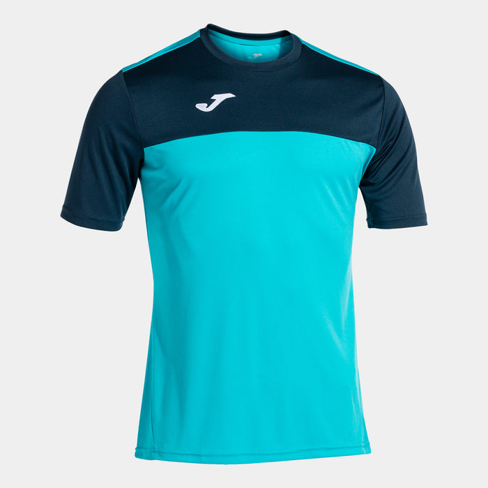 Joma Winner Short Sleeve T-shirt (Adult) - Fluorescent Turquoise Navy Blue