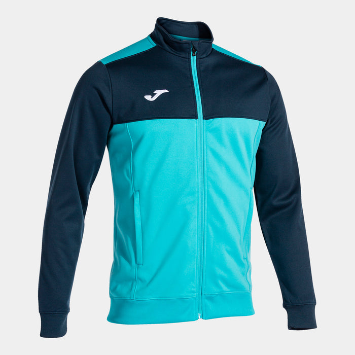Joma Winner Full Zip Sweatshirt (Junior) - Fluorescent Turquoise Navy Blue