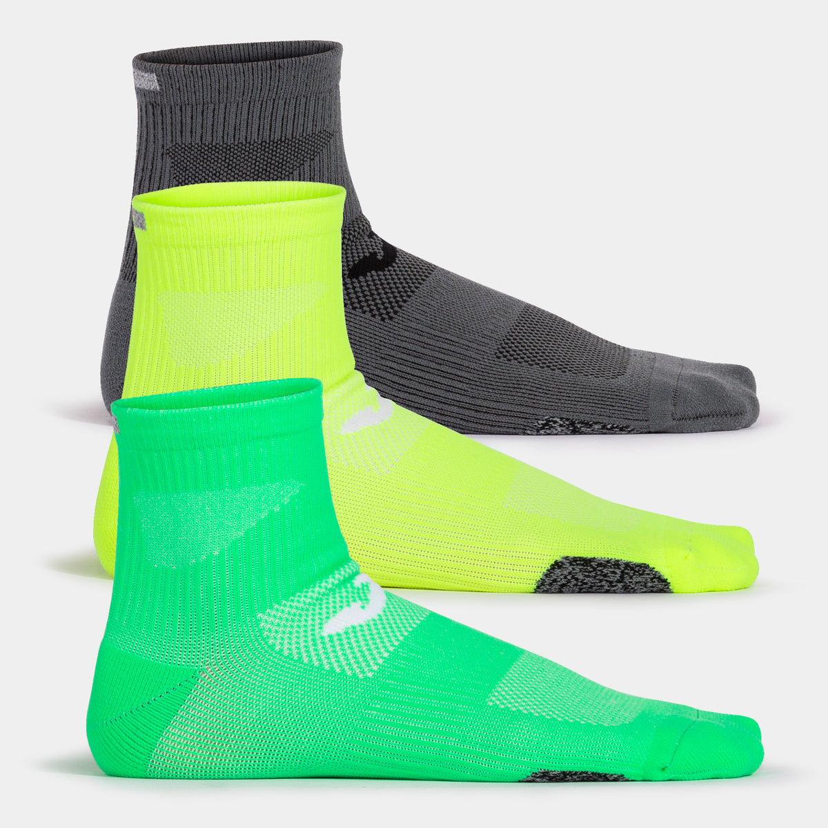 Joma Pack Of Socks Running Night (Junior) - Fluorescent Green Gray